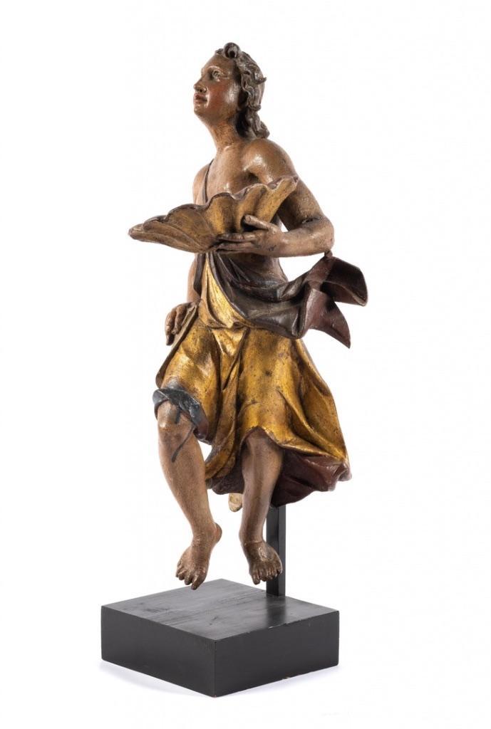 Origineel antiek houten beeld van een Engel - 18e eeuw, Antiek en Kunst, Kunst | Beelden en Houtsnijwerken, Ophalen of Verzenden