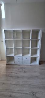 Wandkast wit glans met vakken en 4 lades, Ophalen, 25 tot 50 cm, 50 tot 100 cm, Minder dan 100 cm