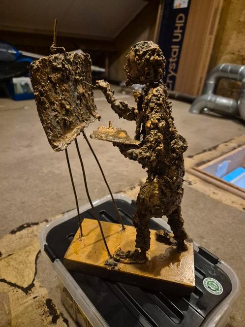 Bronzen Beeld - Schilder aan het Werk, Antiek en Kunst, Kunst | Beelden en Houtsnijwerken, Ophalen of Verzenden