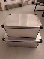 2 Zilverkleurige Opbergboxen met Gebruikerssporen / MOET WEG, Ophalen, Minder dan 35 cm