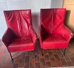 2x Montis Charly rode design fauteuils, Huis en Inrichting, Fauteuils, Ophalen, Gebruikt, 50 tot 75 cm, Leer