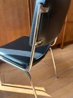 Zwarte vintage stoel met chromen frame, Huis en Inrichting, Stoelen, Ophalen, Gebruikt, Zwart, Metaal