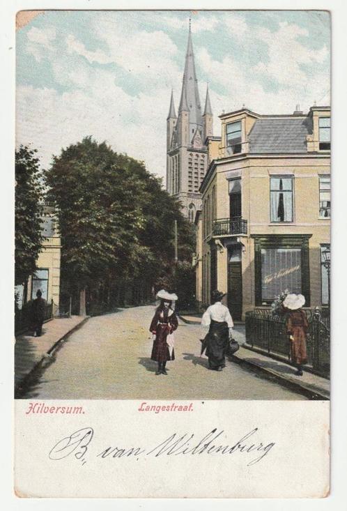 Hilversum Langestraat oude ansichtkaart, Verzamelen, Ansichtkaarten | Nederland, Gelopen, Noord-Holland, Voor 1920, Verzenden