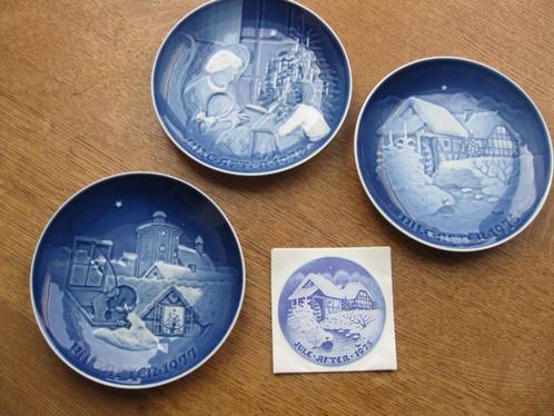 Drie kerstborden van B&G Copenhagen porselein Denemarken., Antiek en Kunst, Antiek | Wandborden en Tegels, Ophalen