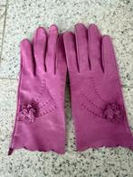Leren handschoenen met bloemdetails- maat 7,5, Ophalen of Verzenden, Gedragen, Maat 38/40 (M), Handschoenen