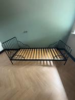 IKEA MINNEN meegroeibed Zwart, Kinderen en Baby's, Kinderkamer | Bedden, Ophalen, 70 tot 85 cm, Zo goed als nieuw, Matras