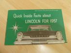 1957 Lincoln Brochure USA, Boeken, Auto's | Folders en Tijdschriften, Gelezen, Overige merken, Ophalen of Verzenden