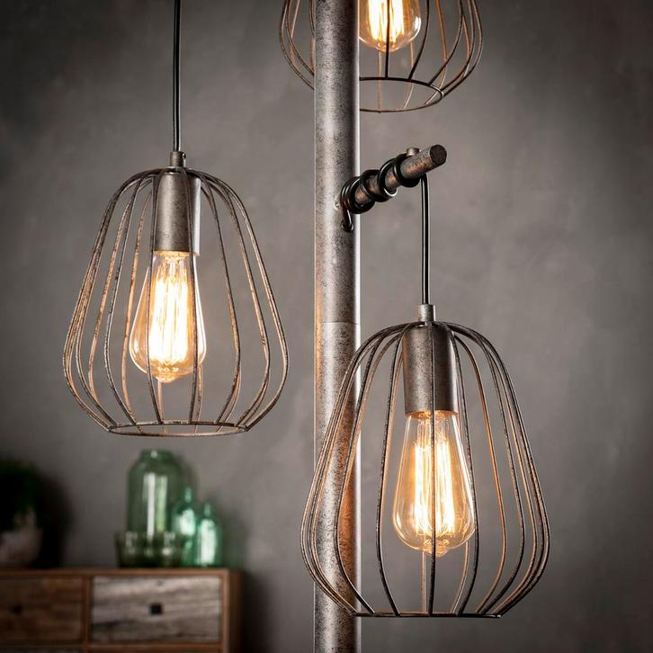 BelaLuz Lampoon Vloerlamp 3-lichts Oud Zilver, Huis en Inrichting, Lampen | Vloerlampen, Zo goed als nieuw, 150 tot 200 cm, Metaal