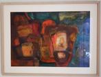 Bob Bonies(1937)Olie op Papier"Abstracte Compositie"Ges Ged, Antiek en Kunst, Kunst | Schilderijen | Modern, Ophalen of Verzenden
