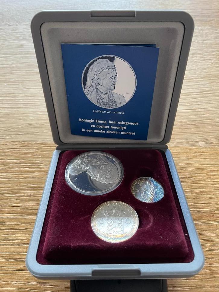 Koningin Emma echtgenoot en dochter zilverset, Postzegels en Munten, Munten | Nederland, Setje, ½ gulden, Zilver, Ophalen of Verzenden