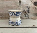 Antiek faience diabolo eierdopje florale decoratie in blauw, Antiek en Kunst, Ophalen of Verzenden