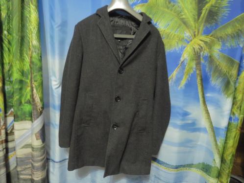 zwarte half lange wol mix jas mantel mt 48 Galileo, Kleding | Heren, Jassen | Winter, Gedragen, Maat 48/50 (M), Zwart, Ophalen of Verzenden