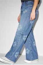 Jeans, spijkerbroek met bloemen, clockhouse, maat 52, Blauw, Nieuw, Ophalen of Verzenden, Clockhouse