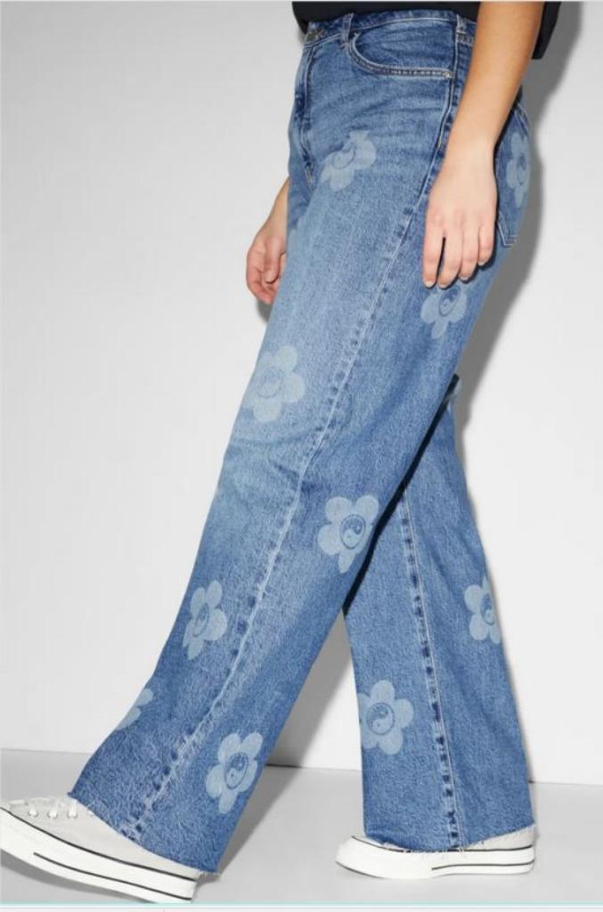 Jeans, spijkerbroek met bloemen, clockhouse, maat 52, Kleding | Dames, Grote Maten, Nieuw, Broek of Spijkerbroek, Blauw, Ophalen of Verzenden