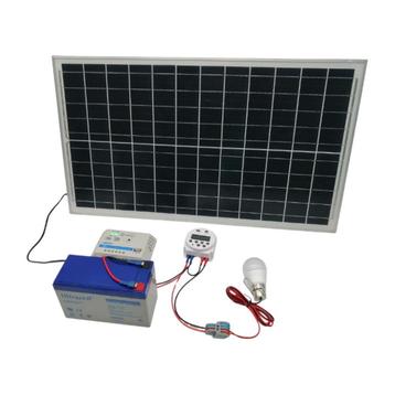 Solar 12V zonnepaneel set 30W met tijdschakelaar, lamp, rege beschikbaar voor biedingen