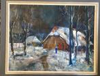 Winterlandschap bij maanlicht - Jaap Hiddink, Antiek en Kunst, Ophalen of Verzenden