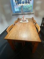 Houten eettafel met 6 stoelen en kussens, Huis en Inrichting, Ophalen, Gebruikt, 100 tot 150 cm, Vijf personen of meer