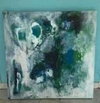 Schilderij 70x70 - blauw/turquoise/groen kleuren - abstract, Ophalen, 50 tot 75 cm, Zo goed als nieuw, Schilderij