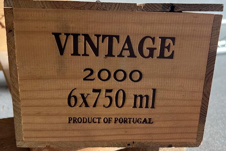 6 flessen Burmester "Vintage" port (2000) in houten kist OWC, Verzamelen, Wijnen, Zo goed als nieuw, Port, Overige gebieden, Vol