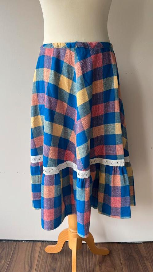Vintage geruite rok - Kleurrijk patchwork 40 42 44 Boho folk, Kleding | Dames, Rokken, Zo goed als nieuw, Maat 38/40 (M), Blauw