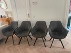 4 Donkergrijze Leen Bakker Eetkamerstoelen, Gebruikt, Ophalen of Verzenden, Vier, Stof