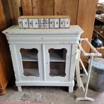 Brocante oude kleine biedermeierkast vitrinekastje, Antiek en Kunst, Ophalen
