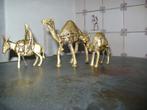 3 koperen beeldjes - 2 kamelen + 1 ezel met berijder, Antiek en Kunst, Curiosa en Brocante, Ophalen of Verzenden