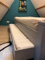 Woood - Grijs houten 1-persoonsbed met logeerlade, Ophalen, Gebruikt, 90 cm, Eenpersoons