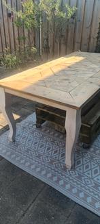 Landelijke eettafel hout rechthoekig, Huis en Inrichting, Tafels | Eettafels, Ophalen, 50 tot 100 cm, Zo goed als nieuw, Vijf personen of meer