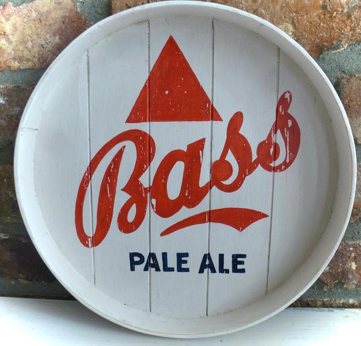 Handgeschilderd pub bord / Bass Beer / bier / dienblad, Verzamelen, Biermerken, Zo goed als nieuw, Reclamebord, Plaat of Schild