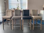 4 barstoelen barkrukken met lederen bekleding - opknappers!, Huis en Inrichting, Barkrukken, Ophalen, Gebruikt, Met voetsteun