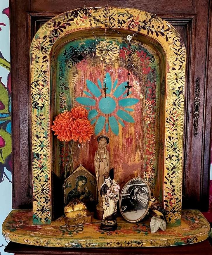 Mexicaans/Boho/Huisaltaar/Gedenkkastje/Altaar, Antiek en Kunst, Curiosa en Brocante, Ophalen of Verzenden