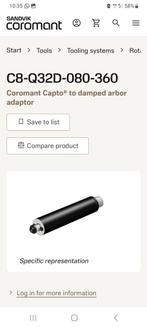 Capto adapter C8-Q32D-080-360
Coromant Capto to damped arbo, Doe-het-zelf en Verbouw, Ophalen of Verzenden, Zo goed als nieuw