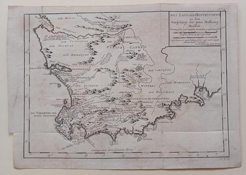 Landkaart Das Land der Hottentoten Zuid-Afrika ca. 1747, Boeken, Atlassen en Landkaarten, Gelezen, Landkaart, Overige gebieden