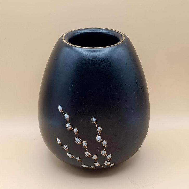 Flora Gouda Holland  "Lente" Vaas Wilgenkatjes 21,5cmh, Antiek en Kunst, Antiek | Keramiek en Aardewerk, Ophalen of Verzenden