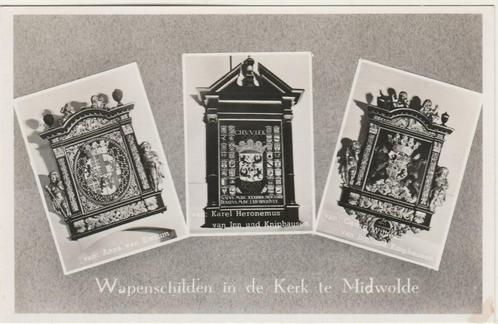 MIDWOLDE Kerk Wapenschilden, Verzamelen, Ansichtkaarten | Nederland, Ongelopen, Groningen, 1960 tot 1980, Verzenden