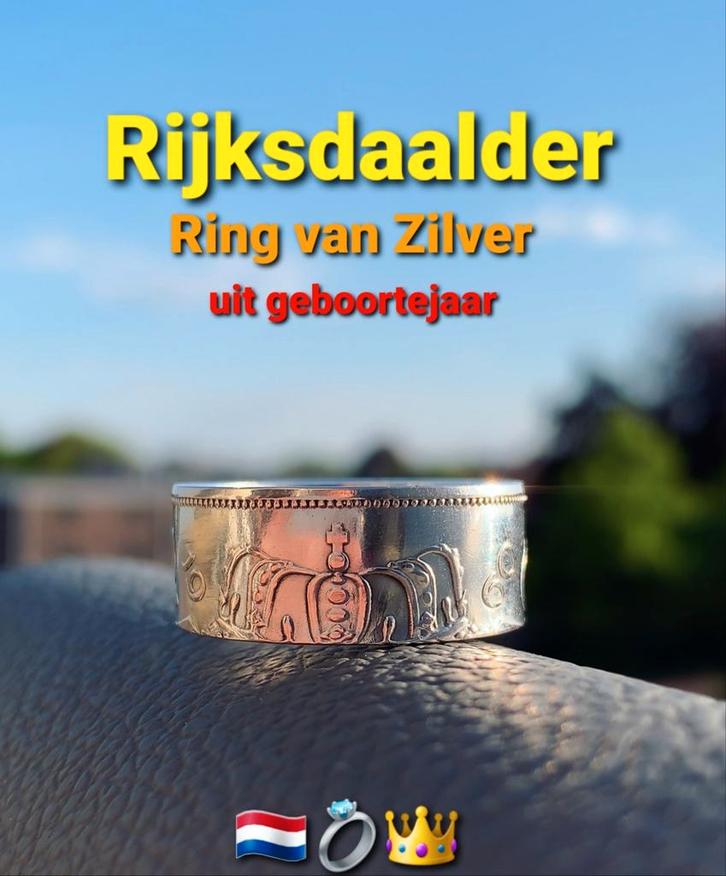 Unieke Rijksdaalder Ring van Zilver! 8 of 10mm brede ring!, Sieraden, Tassen en Uiterlijk, Ringen, Nieuw, Dame of Heer, Zilver