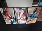 Drieluik schilderijen abstracte kunst incl lijsten, Antiek en Kunst, Ophalen of Verzenden