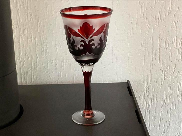 Antiek Boheems kristalglas – rood overlay cut-to-clear –, Verzamelen, Glas en Borrelglaasjes, Zo goed als nieuw, Overige typen