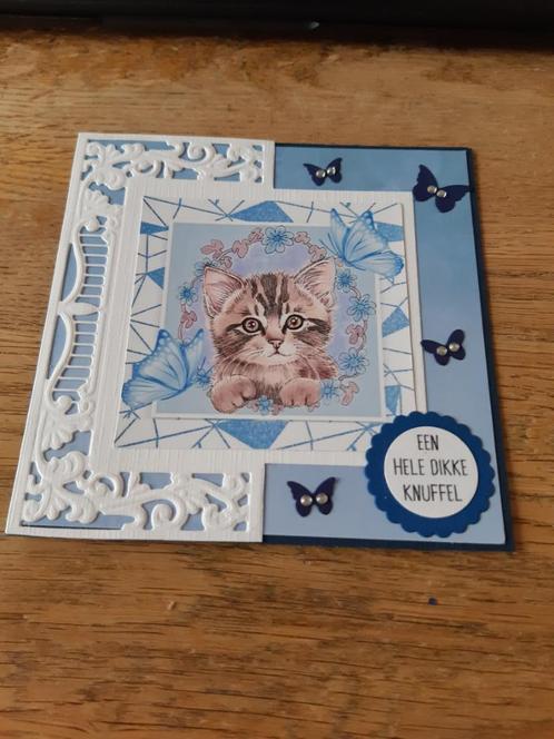 Scrap-Kat(298), Hobby en Vrije tijd, Kaarten | Zelfgemaakt, Nieuw, Dieren, Ophalen of Verzenden
