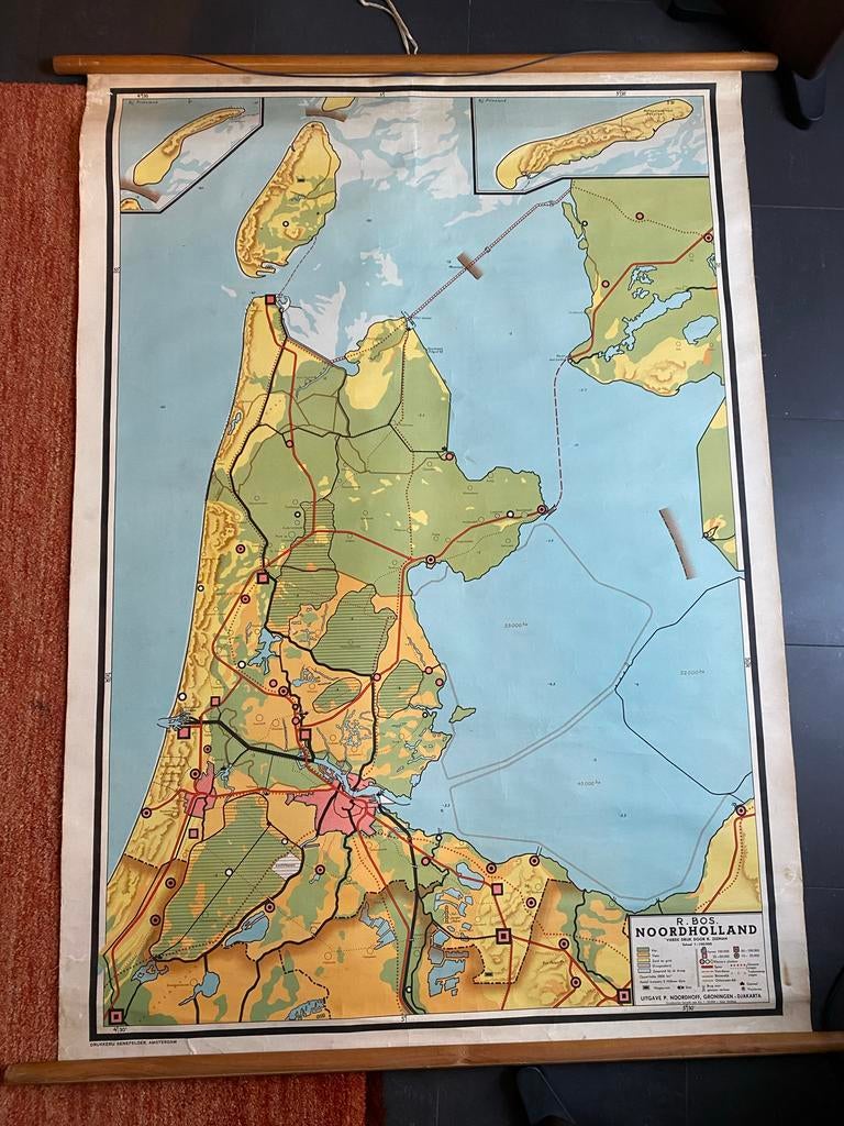 Oude Schoolplaat Noord Holland, Antiek en Kunst, Ophalen of Verzenden, Aardrijkskunde