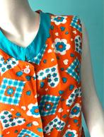 Vintage originele jaren 70 schortjurk oranje/blauw maat 40, Kleding | Dames, Jurken, Maat 38/40 (M), Verzenden, Oranje, Vintage