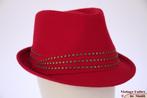 gleufhoed Dames trilby Hawkins rood vilt maat 57 Nieuw, 56 of 57 cm (M, 7 of 7⅛ inch), Hoed, Hawkins, Nieuw