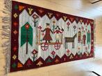 Heel groot Pools wandkleed 200 cm kelim kilim Polen 1980 wol, Antiek en Kunst, Ophalen of Verzenden