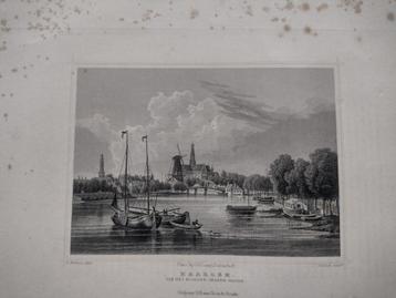 21a / Haarlem van de Noorder Sparen gezien Staalgravure 1860 beschikbaar voor biedingen
