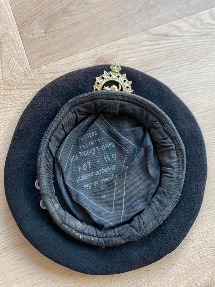 Zwarte canadese baret, Verzamelen, Militaria | Tweede Wereldoorlog, Landmacht, Helm of Baret, Engeland, Ophalen of Verzenden