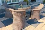 ronde wicker diningset  / tuinset, Tuin en Terras, Tuinsets en Loungesets, Wicker, Tuinset, Eettafel, Gebruikt