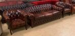 Prachtig Chesterfield Bankstel 3+1+1 Zits Bruin., Gebruikt, Driepersoons, Ophalen of Verzenden, Rechte bank