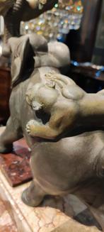 Grote antieke vechtende Olifant 42 h. 47 l. €335., Antiek en Kunst, Antiek | Overige Antiek, Ophalen