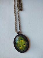 Mooie ketting met "pauwenveren" hanger te koop, Ophalen of Verzenden, Overige materialen, Hanger